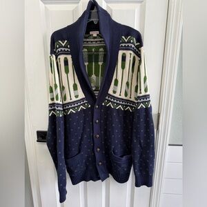 Merona Mens Boating Paddle Oars Cardigan Sweater Grandpa style X-Large